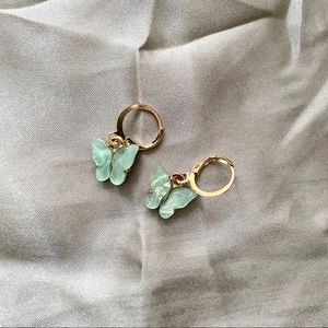 green acrylic butterfly earrings